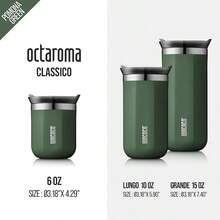 WACACO Octaroma Classico Taza de Cafe para Llevar de Aislamiento al Vacio Vaso de Viaje de Acero Inoxidable de Doble Pared conTapa para Beber a Prueba de Fugas 6 fl oz 180ml Verde - Verde - Ver 6
