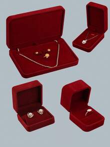1~4psc Exquisite Red Jewelry Packaging Gift Box For Jewelry Storage Displays, Earrings, Necklaces And Ring Gift Boxes - Red - View 1