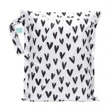 Bumkins Waterproof Wet Bag For, Travel, Swim Suit, Cloth Diapers, Pump Parts, Pool, Beach, Gym Clothes, Toiletry, Hook To Stroller, Daycare, Zipper Reusable Wetdry Packing Pouch, Black Hearts - B5 月光灰-WD - 查看 7