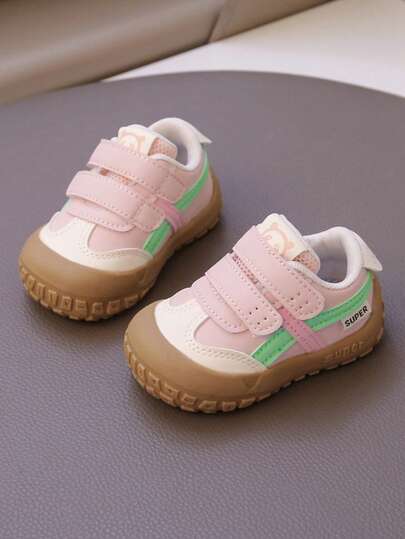 1 Pair Kids' Fashion Sneakers, Boys' And Girls' Indoor/Outdoor Casual Shoes, College Style, Lightweight, Non-Slip, Breathable, Running Shoes, Cute Baby Shoes