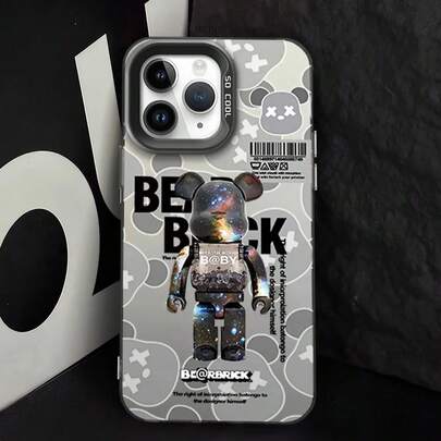 Funda de teléfono colorida Cute B-Bearbricks IMD, cubierta plateada compatible con  12 11 13 14 15 16 Max Pro Plus, cubierta compatible con funda  17 Pro Max, funda  17 Pro, funda  17, funda  16, funda  16 Pro Max, funda  15