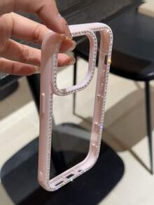 奢华闪亮水钻边框手机壳，兼容 15/15 Pro Max/15 Pro/15 Plus/11/12/13/14/16 Pro Max/XS/XR/11 Pro/11 Pro Max/12 Pro/12 Pro Max/13 Pro/13 Pro Max/7 Plus/14 Pro/14 Pro Max/14 Plus/16 Pro/16 Plus/7 Plus/8 Plus/8/SE2，时尚闪亮 3D 创意设计，保护性手机壳 - 淺粉色 - 查看 6