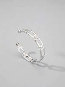 imoli 1pc Minimalist Metal Chain Double Ball Open Bangle Bracelet, Party Gift For Women - 24475-s - View 3