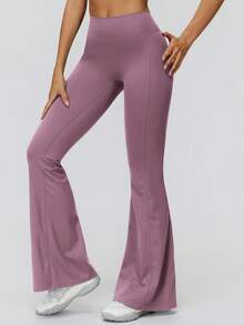 MASKERT سروال رياضي نسائي مرن، بنطلون يوجا ناعم ومريح، مثالي للركض والتمارين الرياضية والمنزل والتنقل - أرجواني مغبر - مشاهدة 6