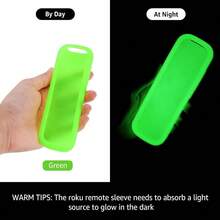 AWYY3Pack ONEBOM Cover For Roku Remote Case For  Roku TV Steaming Stick/Hisense/Express Replacement Controller Universal Silicone Sleeve Skin Glow In The Dark (Glow Green+Rose Red+Sky Blue) - 螢光綠,天藍,玫瑰紅 - 查看 3
