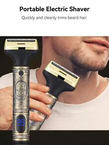 MIGUAN 三合一男士多功能剃须套装：理发器、鼻毛修剪器和电动剃须刀，USB充电，功能多样，数字显示，适合自用或送礼，旅行剃须套装 - 彩色 - 查看 8