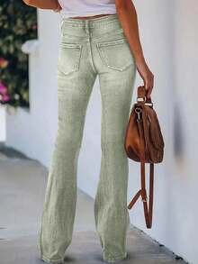 Quần jeans ống loe dáng slim fit ARWY màu bạc phai dành cho nữ, kiểu dáng thanh lịch, phóng khoáng, thích hợp mặc hàng ngày, đi chơi tối, đi nghỉ lễ, Halloween, Phục sinh, và mọi mùa xuân. - Xanh nhạt - Xem 2