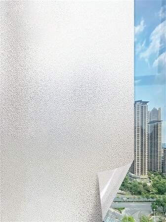 [UV Blocking Privacy Film] Frosted Glass UV Blocking Day And Night Privacy Window Film - Static Cling Adhesive For Home Office Kitchen Bathroom Living Room Decor, UV Protection Film | Sleek Window Design | Smooth Texture Film