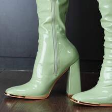 Stylish Patent PU Boots: Your Perfect Fashion Companion - SAGE - 查看 6
