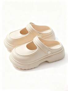 4cm dicke Absätze, weiche Sohle, Ivory Slip-On Sandalen für Frauen, weich & bequem, geeignet für Paare, lässige erhöhte Slip-On Schuhe mit wolkengleich dicken, weichen Sohlen, rutschfest