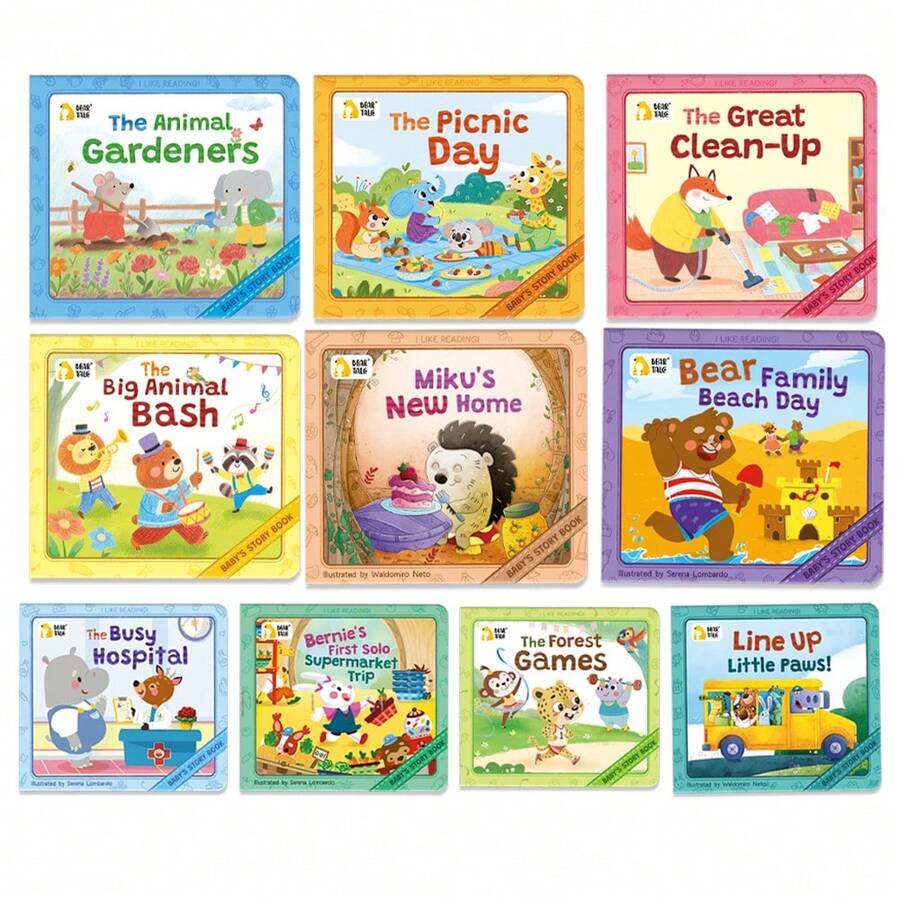10pcs Set Toddler Mini Story Books, Bedtime Reading, Montessori Toys, Portable Travel Activity Books, Early Education Reading, Birthday Gift