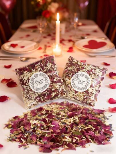 Natural Dried Flower Confetti: Rose And Lavender Petals, Suitable For Weddings And Romantic Events - Fragrant Floral Decor, Perfect For Tablescapes, Gift Boxes, Bridal Showers, Ceremonies, Valentine''s Day Decorations