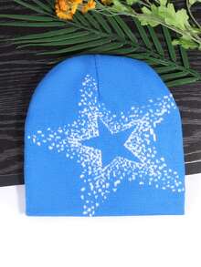 1pc Women/Men's Five-Pointed Star Jacquard Knit Hat, Warm Winter Beanie For Outdoor Sports And Daily Wear, Autumn/Winter - Five-pointed Star Knitted Hat - View 12