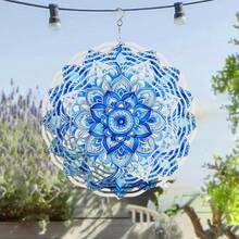1pc 10-Inch Hanging Wind Chime, Mandala Flower Design Pattern, Dynamic Rotating Wind Chime With 360° Hook, Spring And Summer Patio Balcony Elegant Decoration, It Is The Classic Choice For Your Relatives And Friends - 10"/25cm - View 2
