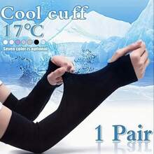 Premium Summer UV Protection Ice Sleeves - Cooling Arm Sleeves For Sports Travel - UPF 50+ Sun Protection - Quick Dry Breathable Compression Sleeves For Outdoor Activities (Pair) - 黑色 - 查看 5