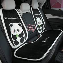 1 pernă pentru scaun auto cu desene animate cu panda de pluș, husă pentru scaun auto caldă antiderapantă, accesoriu auto de iarnă de înaltă calitate