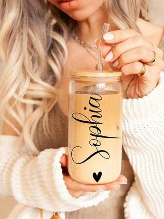 Personalized Glass Tumblers | Bridesmaid Tumblers | Iced Coffee Cup | Personalized Gifts | Proposal Box Gifts | Birthday Gift | Bride Easy To Clean, Exquisite,High-Quality Custom,Personalized,Unique Ideal Gifts For Her Her,Boyfriend,Girlfriend,Dad,Mom,Family,Friends,Son,Daughter,School Students,Workers,Kids School,Home,Office