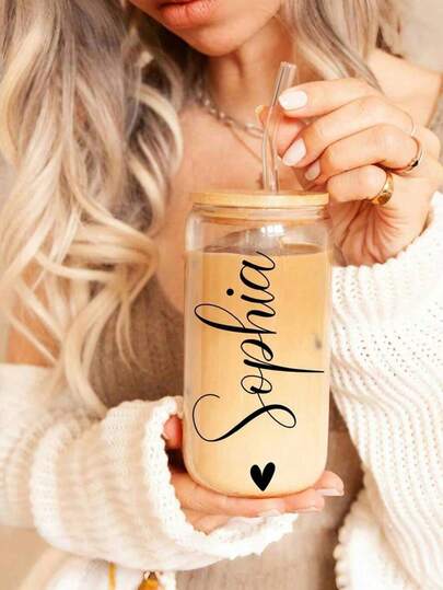 Personalized Glass Tumblers | Bridesmaid Tumblers | Iced Coffee Cup | Personalized Gifts | Proposal Box Gifts | Birthday Gift | Bride Easy To Clean, Exquisite,High-Quality Custom,Personalized,Unique Ideal Gifts For Her Her,Boyfriend,Girlfriend,Dad,Mom,Family,Friends,Son,Daughter,School Students,Workers,Kids School,Home,Office,Kitchen Essentials ,Home-Cooking, Aesthetic