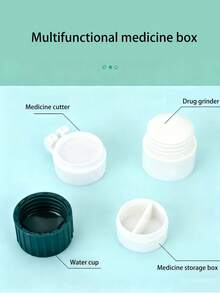 Pillenteiler, Multifunktions-Pillenteiler, Pillenmühle, kann Pillen in 1/4 Größe, halbe Tablette teilen, tragbare Pillenbox, Pillenetui - Verschiedenfarbig - Übersicht 3