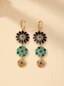 1 Pair Bohemian Style Dangle Round Earrings For Women - Gold - View 4