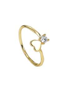 Charm-In 1 pezzo Anello da donna in ottone placcato oro 18K con pietra di zirconia geometrica, disponibile in più misure, regalo ideale per San Valentino o la Festa della Mamma - Dorato - Visualizzare 13