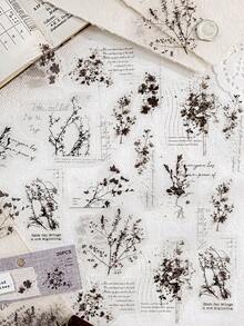 20pcs/Pack (10 Designs, 2 Of Each) Cute Plant Branches, Flowers, Leaves Stickers For Scrapbooking, Vintage English Notes, Collage Decoration, Diary DIY, Waterproof Transparent Stickers, Stationery Supplies Scrapbook Supplies - Multicolor - View 5