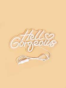 Hello Gorgeous LED Neon Sign | USB Powered, Wall Hanging For Weddings, Home Decor, Parties - HelloGorgeous (pink Lettering With a Warm White Heart) - View 6