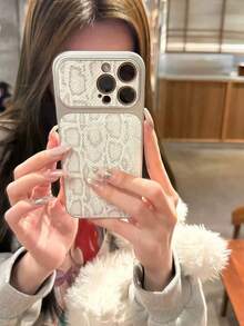 High-End Snake Skin Texture Protective Phone Case Compatible With Iphone 17 Pro Max, 16, 15, 14 Pro Max, 16 Pro Max, Soft Anti-Fall Cover For Men And Women, Autumn/Winter New Arrival - Silver - View 3