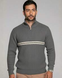Men's Turtleneck Jacket, Men's Zippered Jacket, Men's Winter Jacket - 石墨 - 查看 4