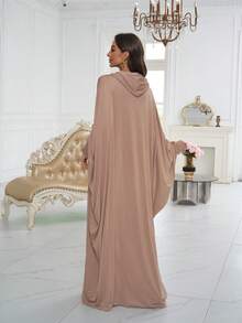 一件针织连帽长袍，宽松舒适，适合女性日常穿着和祈祷，可作头巾（Khimar Hijab），四季皆宜，穆斯林服装，祈祷长袍（Prayer ）。 - 彩色 - 查看 4