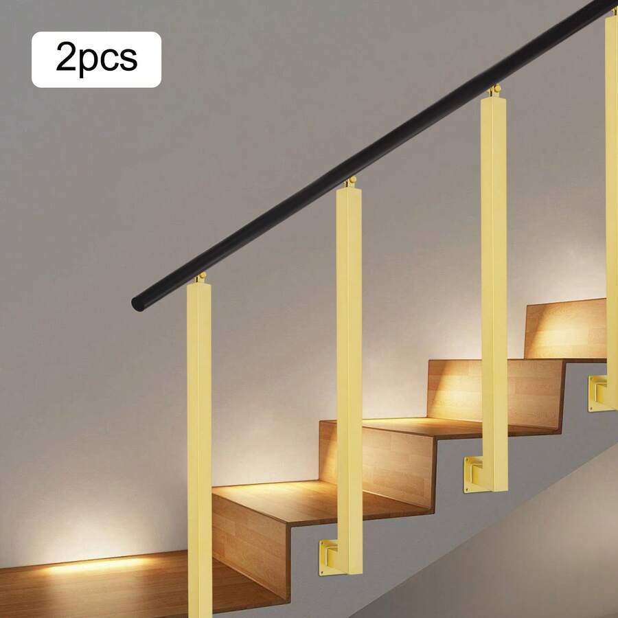 2Pcs Stair Baluster Posts Adjustable Stair Railing Posts For Deck Balcony Stair - 1Gold - View 1