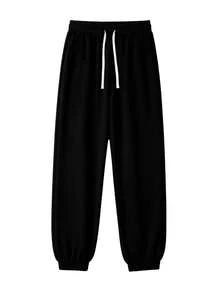 Blueplus Drawstring Casual And Versatile Sweatpants. The Drawstring Cuffs Provide Windproof Warmth. Suitable For Both Men And Women, Perfect For Everyday Wear At Home Or Outings. - Black - View 3