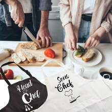WSXC MBMSO Head Chef And Sous Chef Aprons Matching Family Aprons With Pockets Mum Dad Son Daughter Kitchen Apron Housewarming Gift - 如圖 - 查看 6