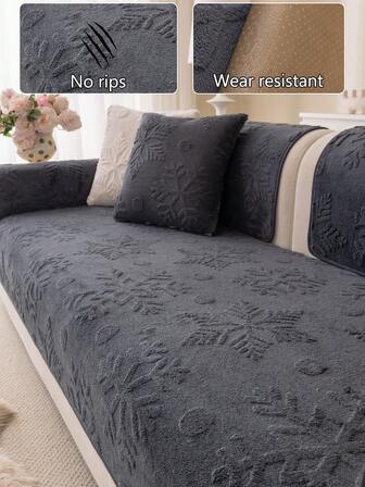 1 pieza Funda de cojín de sofá de felpa gruesa, protector de asiento de sofá moderno minimalista antideslizante y cálido, funda de sofá a prueba de polvo y lavable, cubierta de dormitorio de color gris profundo de moda, suave, resistente a la decoloración y sin pelusa, amigable con las mascotas, ajustable para sofá en esquina, adecuado para dormitorio, oficina, combinación de muebles de sala de estar, sofá en forma de L y sofá de 1/2/3/4 plazas
