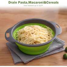 Collapsible Colander Set Of 2 Silicone Kitchen Strainer Set, Perfect For Draining Pasta, Vegetable And Fruit For Kitchen And Travel Use (Green) - Green - View 7