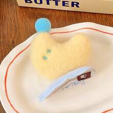 Cute Yellow Plush Moon Hair Clip Girly Heart Ponytail Hair Tie Elastic Hair Band Side Clip BB Clip Hair Accessory - 月亮髮夾 - 查看 3