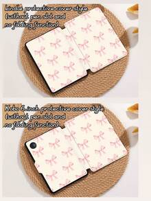 Pink Bow Pattern Tablet Protective Case,Compatible With IPad 9.7/10.2/10.5/10.9/12.9/Pro 11, 10th Gen,Compatible With Samsung Galaxy Tab S6 Lite 10.4 Inch,Compatible With Kindle Paperwhite 12th Gen 2024,Kindle (11th Generation) 2022 Release,Kobo Clara Colour,Soft Anti-Fall Protection,Smart Stand/Automatic Wake Up/Sleep - Multicolor - View 10