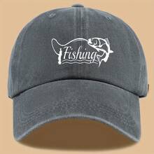 [Breathable Fishing Cap] 1pc Breathable Adjustable Unisex Fishing Fish Print Outdoor Baseball Cap |   5 Colors (Black/Dark Blue/Olive/Red/Maroon) For Cycling, Hiking, Spring Adventures - Gift For Birthdays, Holidays, Boyfriend/Girlfriend, Durable Construction, Sports Lovers - 灰色 - 查看 2
