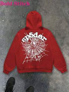 Spider Web Hoodie -  EditionFashion Men's Casual Long-Sleeved Hooded Pullover Sweatshirt ,250g Polyester Fiber,Fall Clothes Men,Hoodie For Men,Oversized Hoodie,Sudaderas Para Hombre,Graphic HoodieY2Y-W-Sudaderas - Đỏ - Xem 11