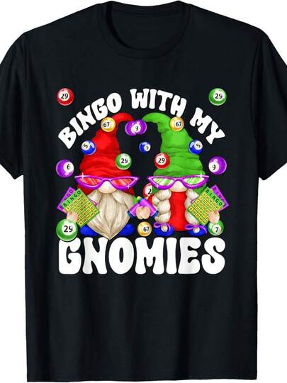 Cute Bingo With My Gnomies Funny Family Saying Bingo Gnome T-Shirt