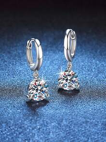 2 chiếc bông tai bạc Sterling 925 Moissanite 1 carat sang trọng, thích hợp cho đi làm, tiệc tùng, nghỉ dưỡng, sinh nhật, kỷ niệm ngày cưới, quà tặng trang sức cho phụ nữ - Bạc - Xem 2