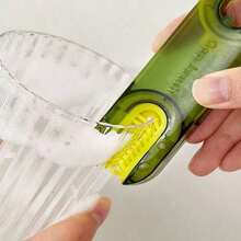 1 Piece 3-In-1 Multifunctional Kitchen Cup And Bottle Cleaning Brush - Mini Cup Lid Cleaner With Grooves And Crevices - Green, Grey And Blue - And Convenient