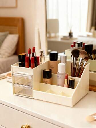 Compact Cosmetic Storage Organizer With Clear Drawers - Ideal For Storing Small Beauty Items Like Eyelashes And Loose Powders