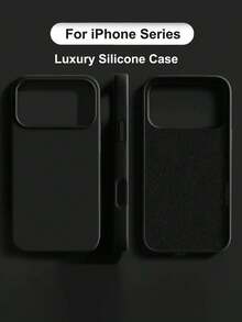 High-Quality Liquid Silicone Phone Case With Groove Button Design, Soft Waxy Texture, Skin-Friendly And Comfortable, Compatible With IPhone 17 Air, 16, 15, 14, 13, 12, 11 Pro Max - Black - View 1