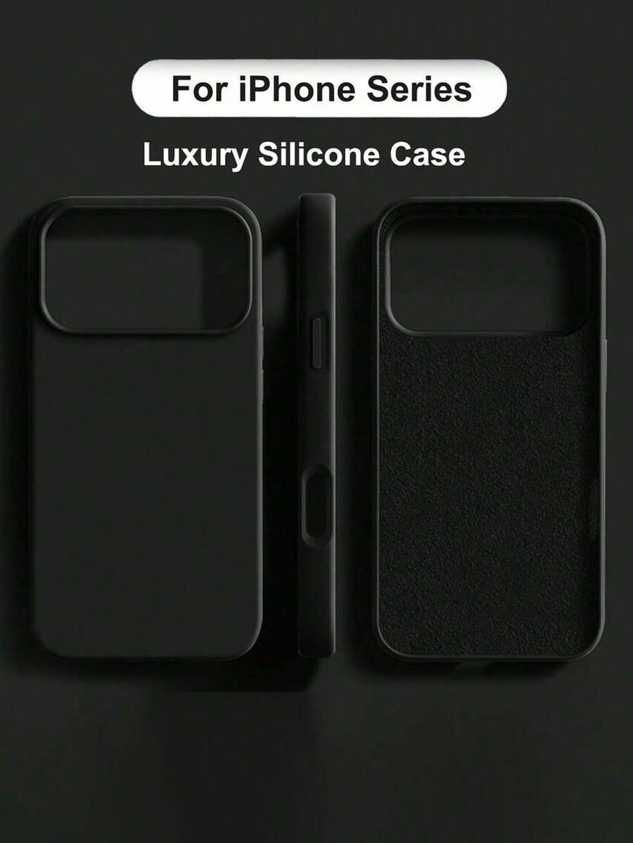 High-Quality Liquid Silicone Phone Case With Groove Button Design, Soft Waxy Texture, Skin-Friendly And Comfortable, Compatible With IPhone 17 Air, 16, 15, 14, 13, 12, 11 Pro Max - Black - View 1