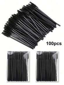 100/500 Cọ chải mi màu đen dùng một lần, cọ chải mascara, cọ chải lông mày, dụng cụ trang điểm mini - màu đen - Xem 1