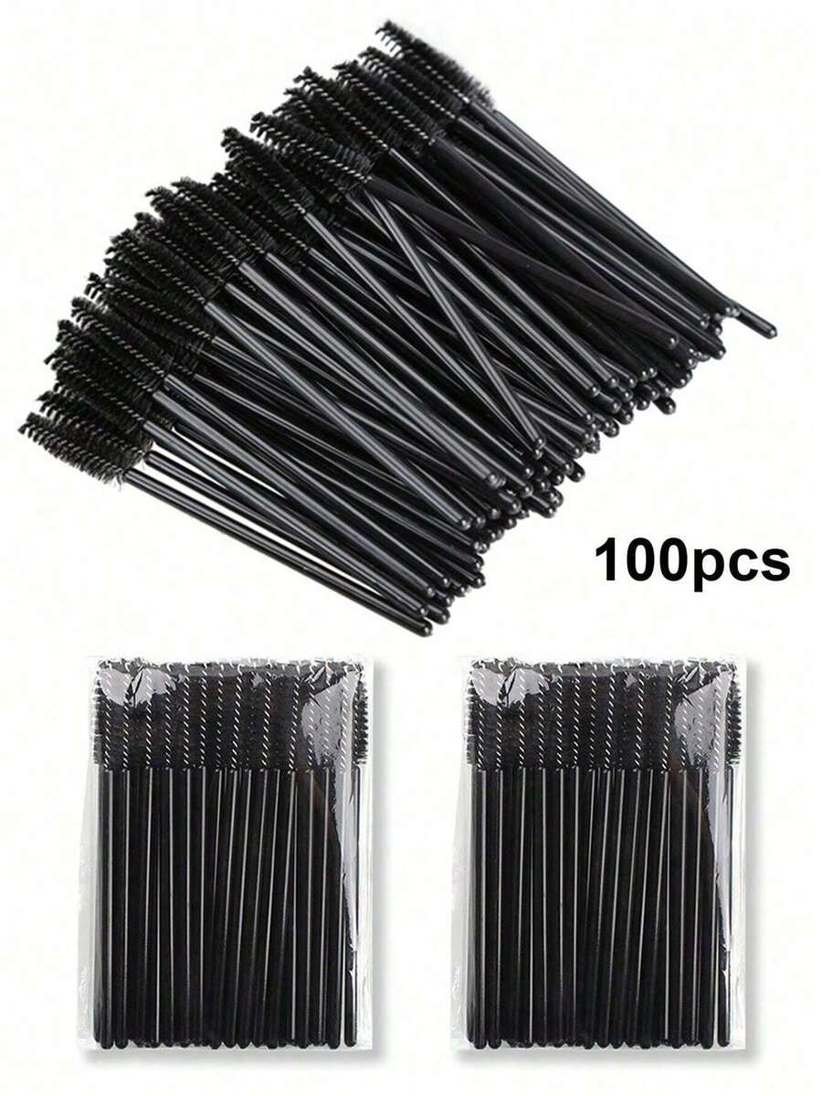 100/500 Cọ chải mi màu đen dùng một lần, cọ chải mascara, cọ chải lông mày, dụng cụ trang điểm mini - màu đen - Xem 1