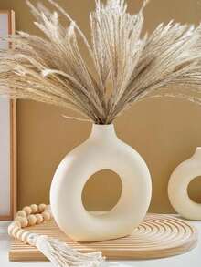 Simple Donut Vase, High-End Home Decor, Light Luxury Decoration, Artistic Flower Arrangement, Nordic Style Creative Donut Shaped Vase, Modern Home Living Room Dining Table, Bedroom Decoration, Desktop Decoration - Beige - View 2