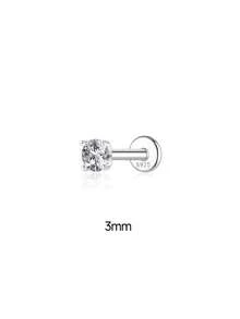 SereneSpark 1PC 0.1-1.2ct Moissanite Stud Earrings 925 Sterling Silver Hypoallergenic Flat Back Cartilage Earrings 18K White Gold Plated Earrings For Daily Wear Wedding Party Engagement Fine Jewelry - Silver - View 19
