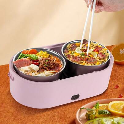 DNYSYSJ 25*9cm 800ml Portable Electric Car Home USB  Freestanding Heating Lunch Box Bento Food Warmer Container